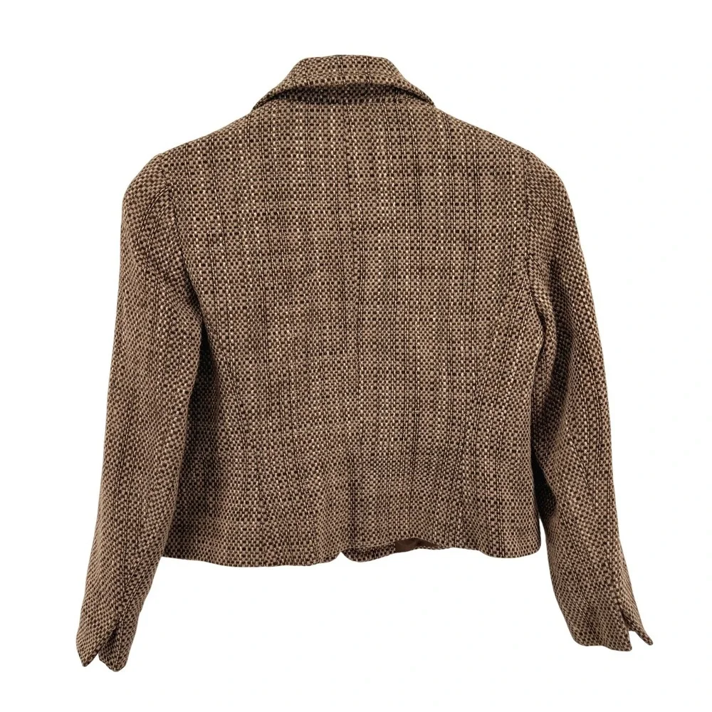Talbots Petites Blazer Women 10 Pre-Owned Jacket Brown Tweed Wool Blend USA Made